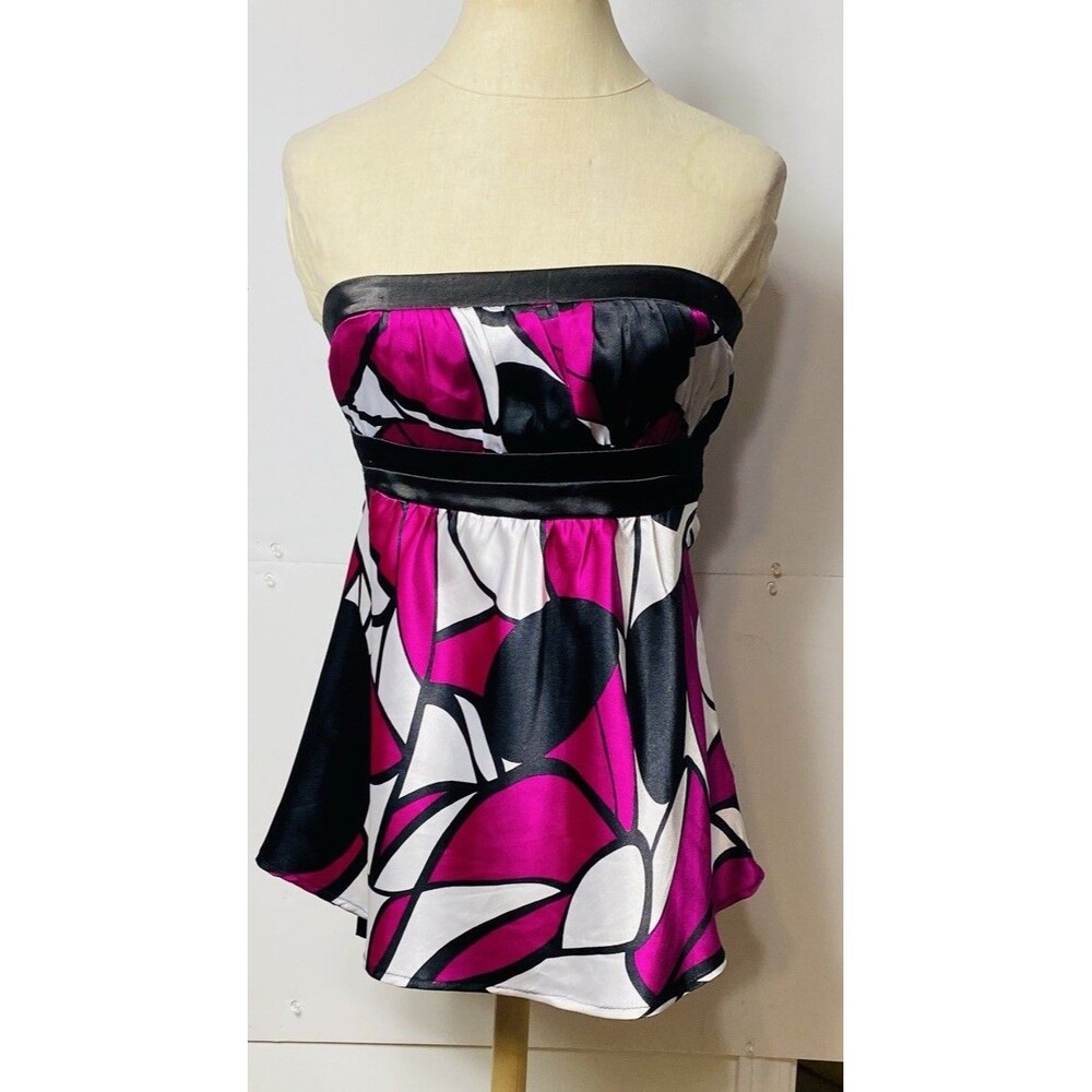 Forever Women Strapless w Belt Satin Cocktail Dress Sz M